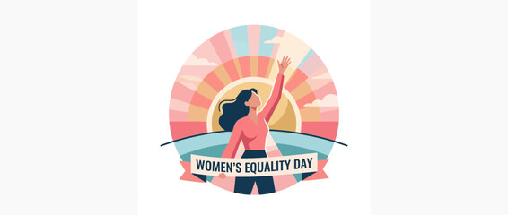 Obraz premium Woman Reaching for Sun, Symbolizing Equality and Progress