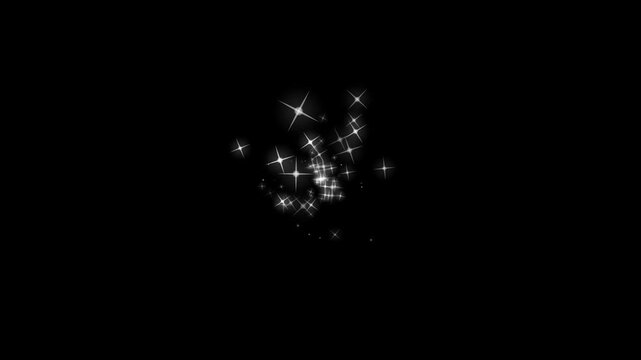 Glitter Burst Animation, Sparkling Particle Explosion, Twinkling Star Flash Effect, Alpha Channel Transparent Background