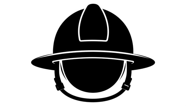 Black firefighter helmet icon isolated on white.
