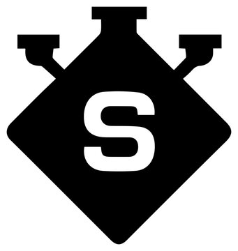 Sulfur recovery icon with claus process symbol with filled icon representing solid black filled processing equipment chemical industry refining