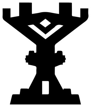 Solid black filled icon of subsea tree wellhead with industrial extraction equipment offshore drilling resource graphic energy symbol with logo