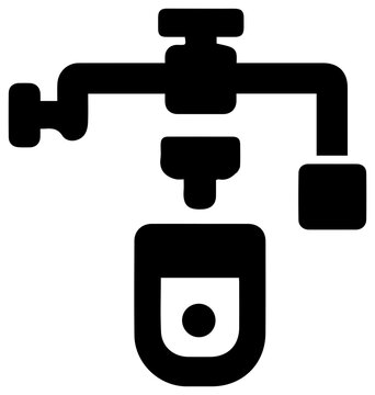 Solid black filled icon of surfactant injection system with depicts solid engineering industrial technology equipment chemical resource with process
