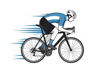 Fototapeta premium A professional cyclist riding a road bike at high speed.