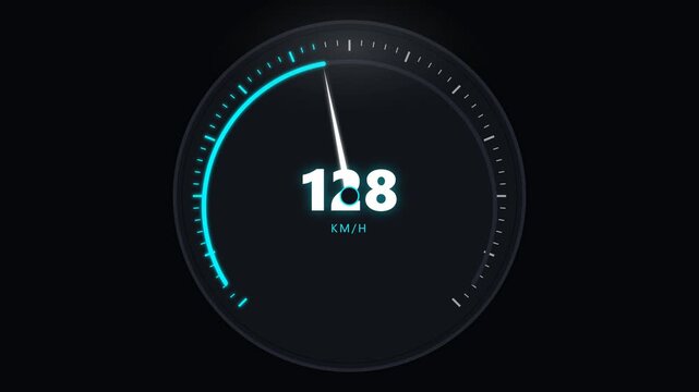 Digital Speedometer Display Showing Rapid Acceleration and Deceleration in a Modern Vehicle Dashboard.
