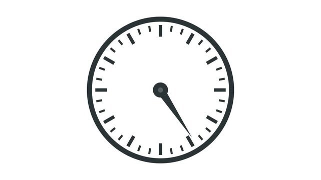 Minimalist Analog Clock Face Animation Showing Rapid Time Progression.