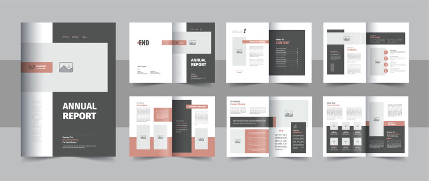 Corporate annual report brochure layout, annual report or business magazine brochure leaflet with cover page layout vector