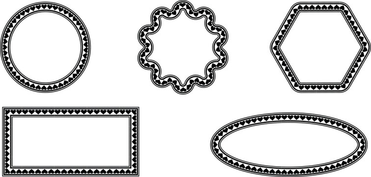 Set of geometric decorative frames with abstract triangle edge pattern geometric decorative triangle ornamental collection abstract rectangle monochrome isolated decoration