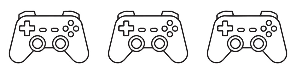 Video game controller icons set, gaming gamepad line art, electronic entertainment vector © MdMojinur