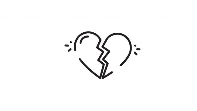 Symmetrical fragmented heart shape drawing suitable for mourning concept in minimalistic designs for various media like print and digital.