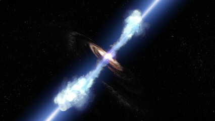 Obraz premium Black Hole Releasing Powerful Gamma-Ray Energy Into Deep Space