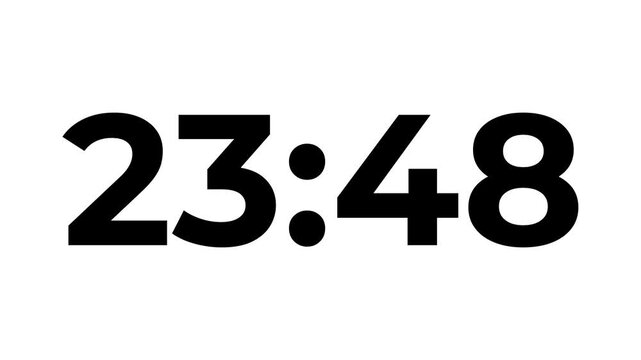 Countdown timer animation of 26 minutes on transparent background with alpha channels,