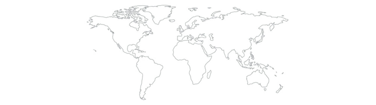 World Map Outline Simple Line Art