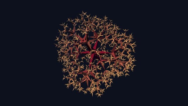 mesmerizing 3D geometric copper and gold crystal structure rotates and breathes seamlessly, perfect for an elegant event visual or ambient display backdrop.