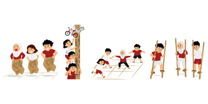 raditional games indonesian illustration