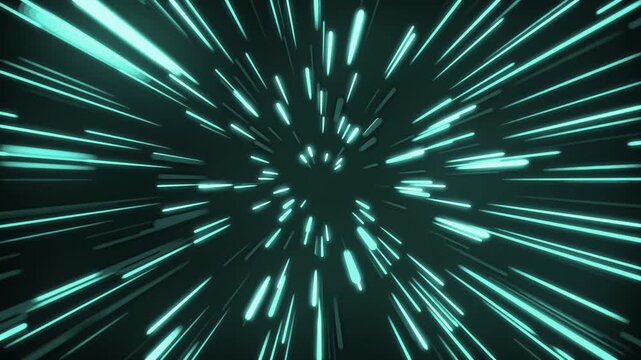 Neon hyperspace tunnel burst background animation, Neon light burst tunnel streaks radiating from center animation