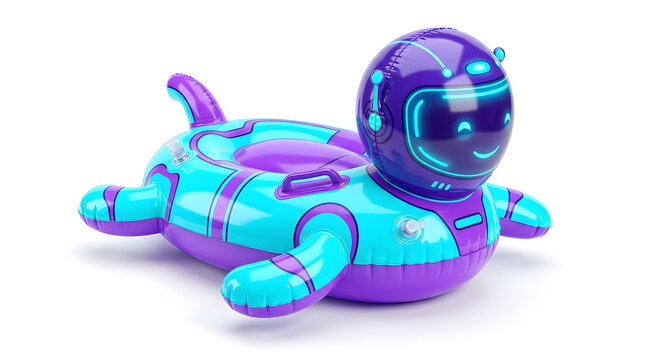 Inflatable pool float astronaut toy isolated on white background