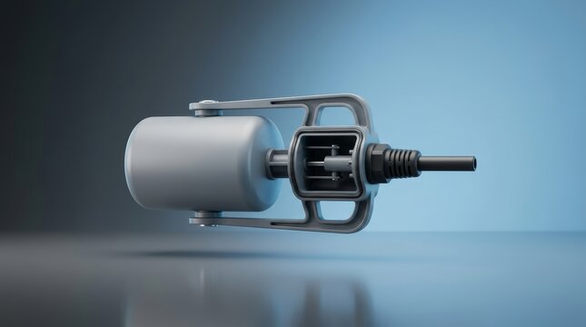 Float switch 3D render industrial liquid level control device for tanks pumps fluid management and process automation systems