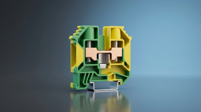 Ground terminal 3D render industrial electrical grounding connection component for safe equipment installation and power systems