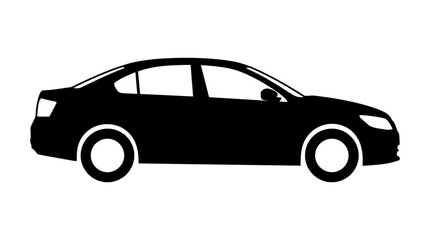 Naklejka premium Sedan Car Silhouette Against White Background Minimalist Automotive Design