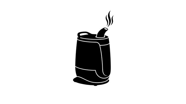 Black silhouette of a hookah with smoke against a white background