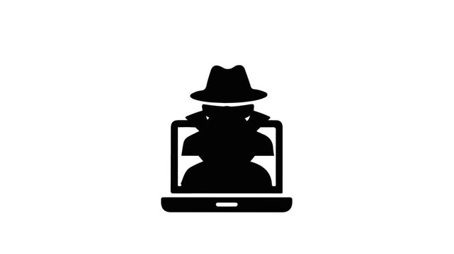 Hacker and Cyber Crime Concept Icon Animation on White Background