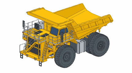 Obraz premium Large yellow mining dump truck for heavy industry.