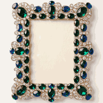 frame with diamonds and pearls