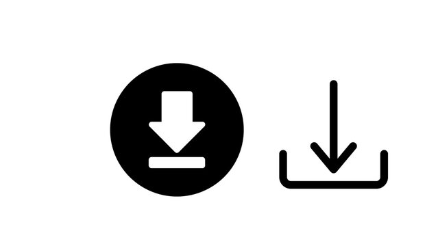 Minimal download icon isolated on transparent background. Modern PNG symbol for file download, apps, websites, UI, buttons, interfaces and graphic design projects.