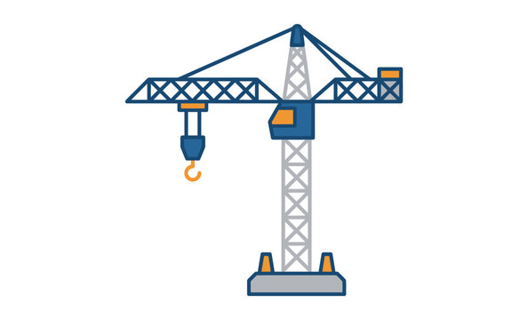 Construction Tower Crane Vector Illustration