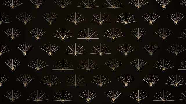 Art Deco Fan Pattern Shimmering &mdash; Gold Black Gatsby 4K Seamless Loop