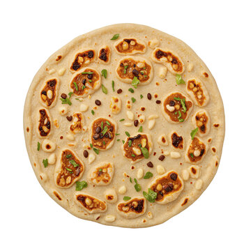Flatbread naan toppings delicious freshly baked flatbread with savory bean toppings and herbs isolated on a transparent background