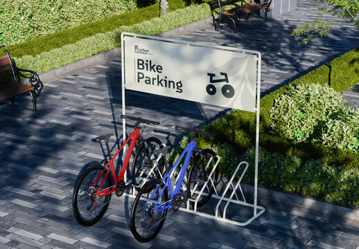 Bike Parking Sign Mockup