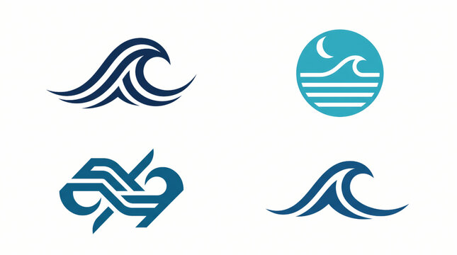 Premium Ocean Wave Logo Collection Featuring Four Elegant Coastal Brand Identity Concepts