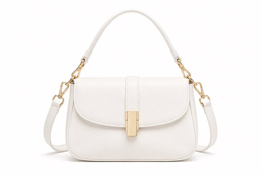 White leather handbag with gold hardware