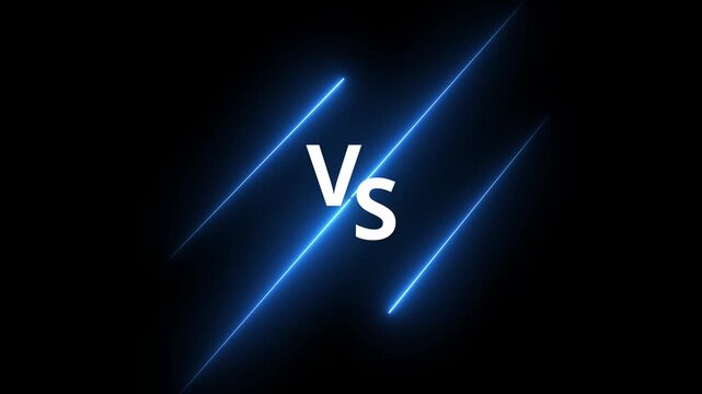 "VS" icon features bold, contrasting letters with sharp edges.Glowing vs versus neon frames loop animation on black background.