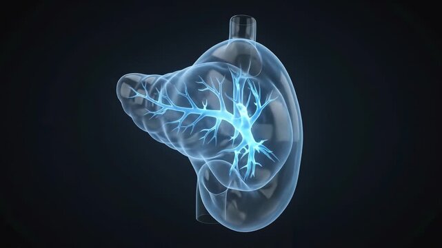 Rotating 3d model of human pancreas showing internal ductal anatomy