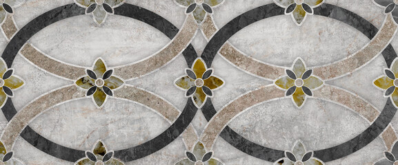 abstract geometric retro background, modern wallpaper design, cement texture. Ceramic kitchen or bathroom wall tile   © Vidal