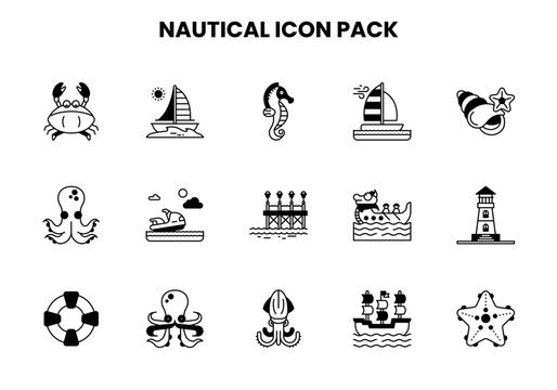 Nautical DuoTone Set Icons Pack