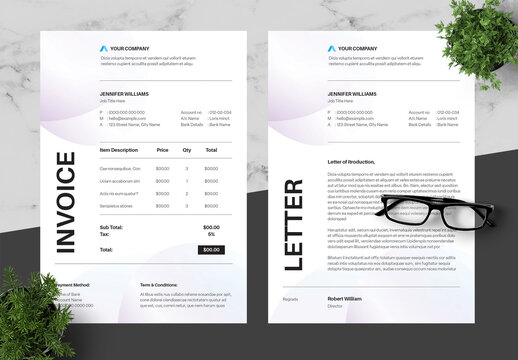 Blue And Purple Business Invoice Letterhead