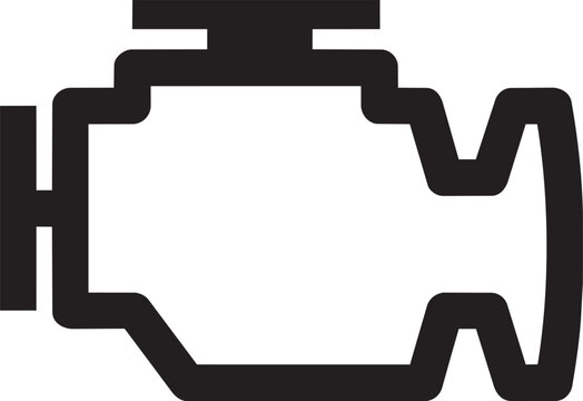 Minimalist check engine light icon a flat vector symbol for automotive diagnostics and car maintenance apps isolated on white background
