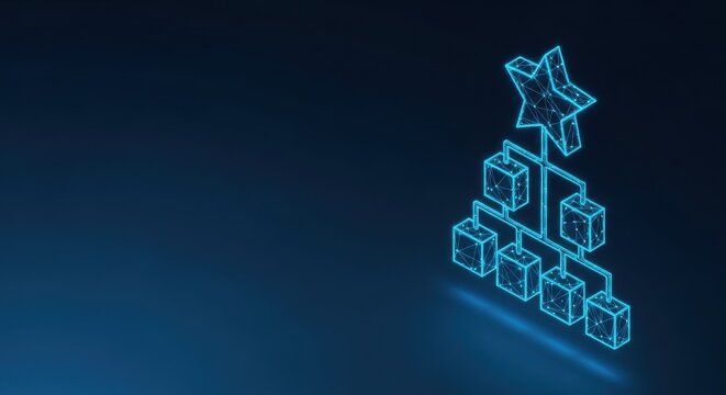Futuristic Digital Network Structure With Glowing Lines and Connected Cubes