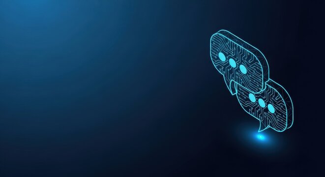 Digital Security Camera with Circuitry Overlay on Dark Blue Background, Representing Advanced Surveillance Technology