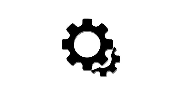 Settings Configuration Gear Symbol with Black Cogwheel Icons in Minimal System Interface Design on a Light Gray Background for Digital Control Concepts