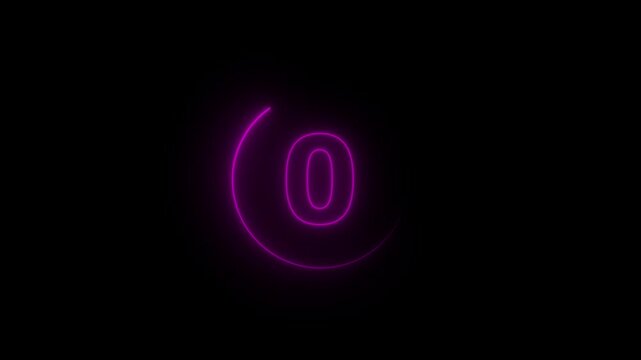 5 second countdown timer animation, neon number text glowing from 5 to 0, with attractive circle animation. Circle countdown timer 5 second animation graphics transparent background electric saber