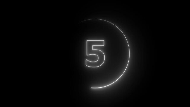 10 second countdown timer animation, neon number text glowing from 10 to 0, with attractive circle animation. Circle countdown timer 10 second animation graphics transparent background electric saber