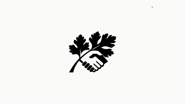 Black and white celery leaf with hand icon design.