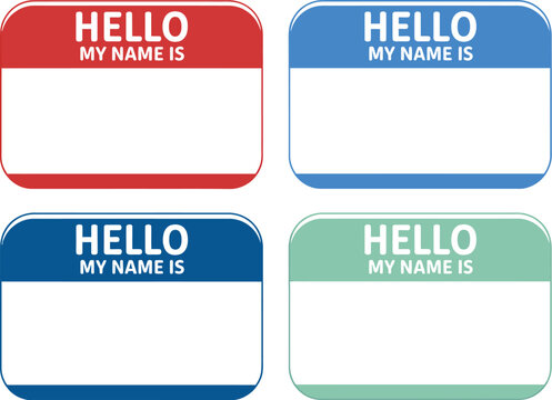 Hello my name is name tag with blank badge template for conferences, events, office identification, visitor registration, and employee recognition vector, designs