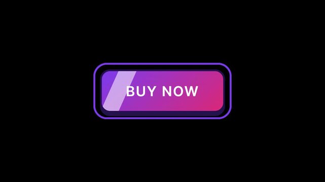 Glowing buy now button with sweeping highlight. 2D animation overlay on transparent background for e-commerce and online shopping call to action