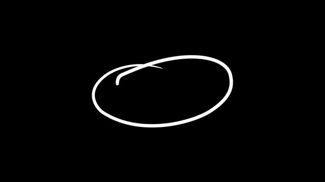 Red marker circle or oval highlight frame for emphasis isolated animation on Black background.