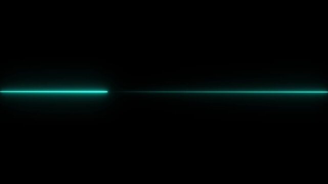 Glowing cyne neon Straight neon lazer animation of horizontal line on alpha background, straight neon lazer line.